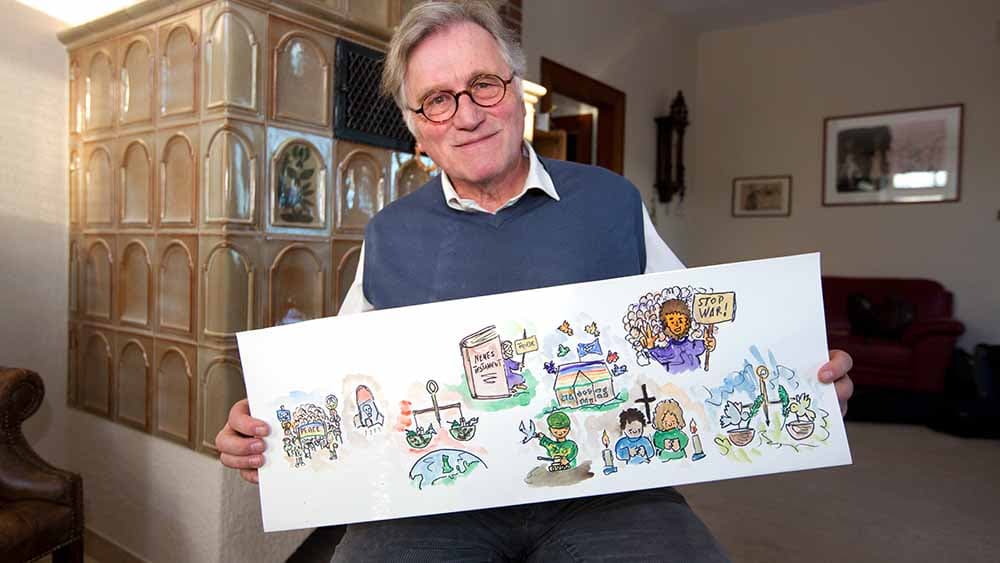 Ein Pazifist mit Pinsel und Stift