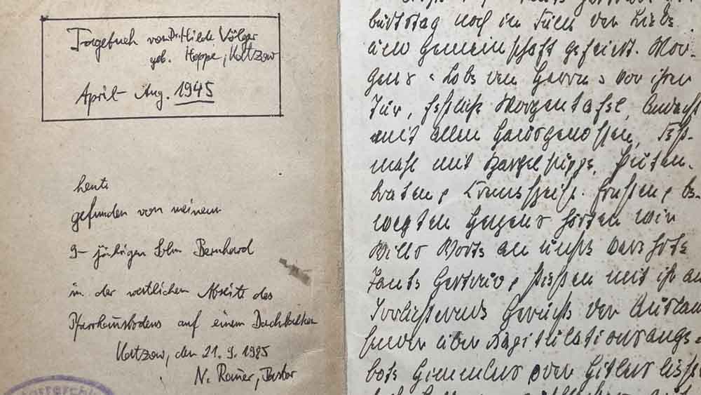 Verschollenes Tagebuch von 1945 zurück in Vorpommern